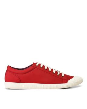 textured lace-up sneakers