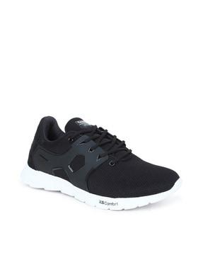 textured lace-up sports shoes 