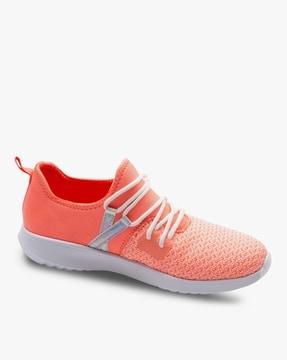 textured lace-up sports shoes