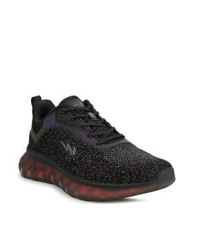 textured lace-up sports shoes