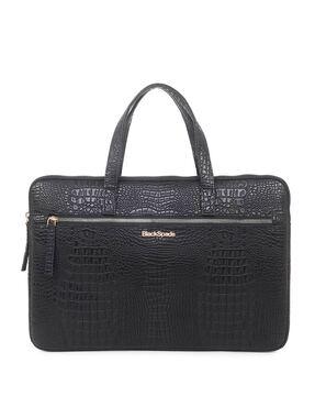 textured laptop bag with chain closer