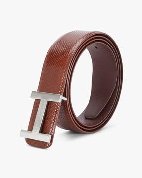textured leather belt