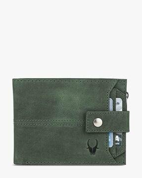 textured leather bi-fold wallet