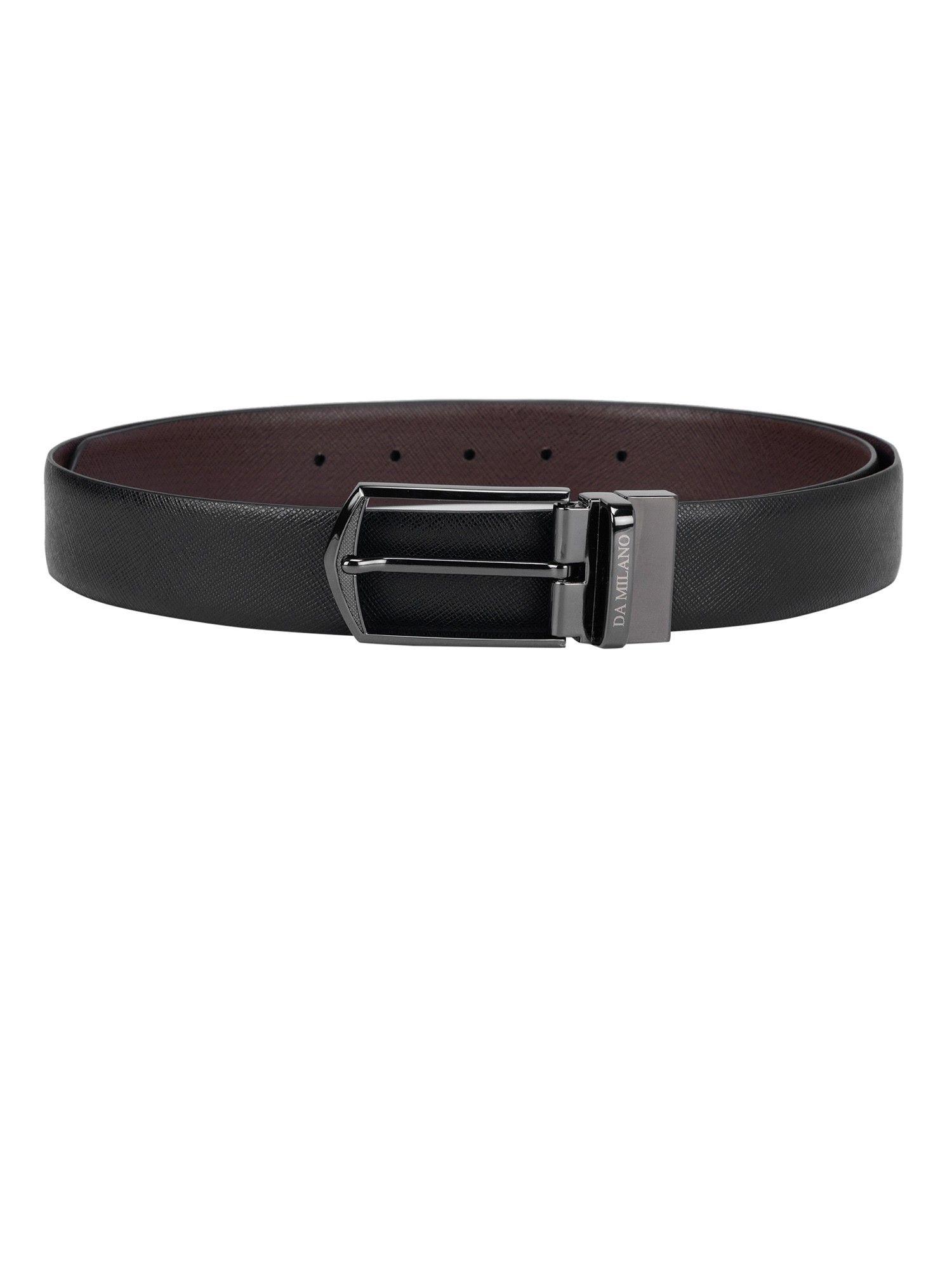 textured leather black & brown reversible belt bm-3284-35r-olsaffiano