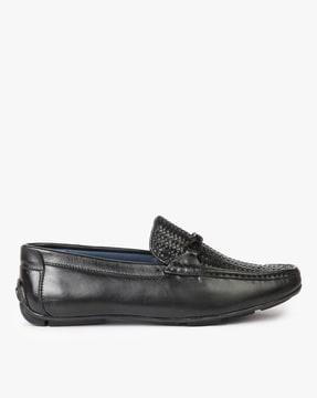 textured leather slip-on loafers