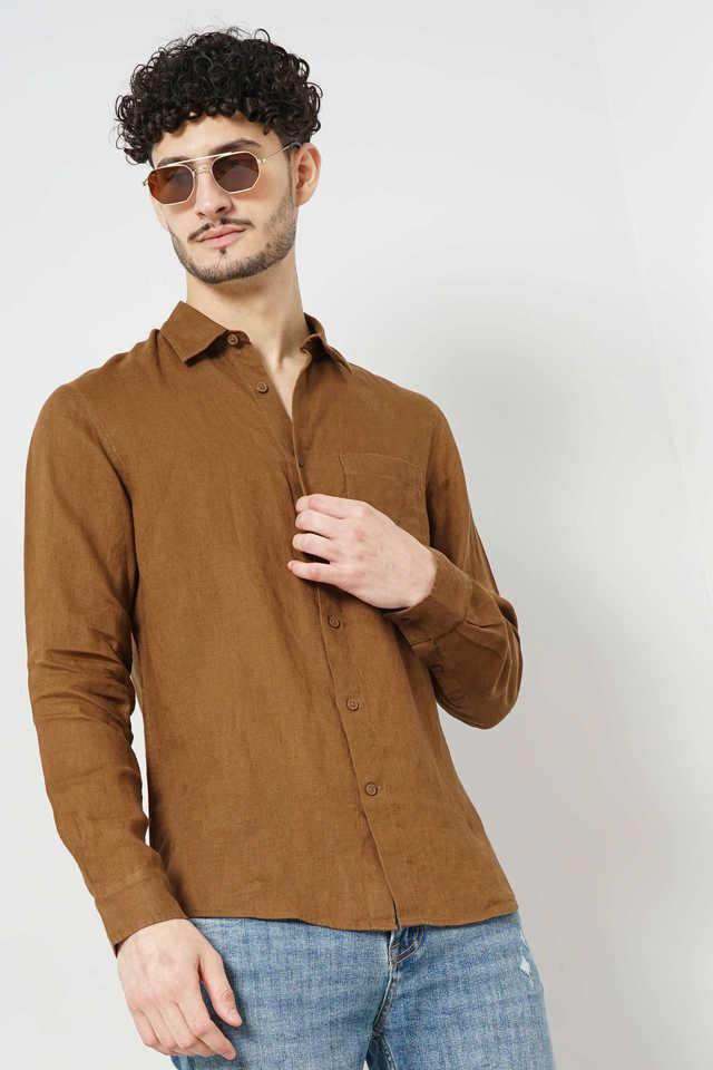 textured linen regular fit mens casual wear shirt