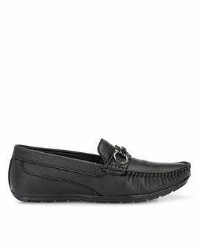 textured loafers with metal accent