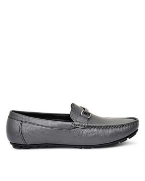 textured loafers with metal accent