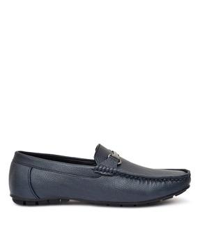 textured loafers with metal accent