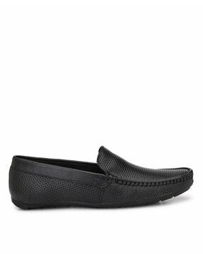 textured loafers with perforation