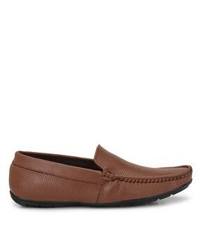 textured loafers with perforation