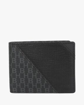 textured logo print bi-fold wallet