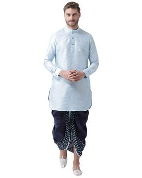 textured long kurta with button placket