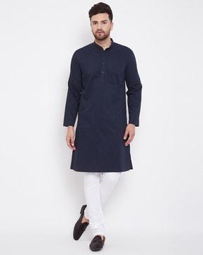 textured long kurta with full sleeves