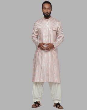 textured long kurta with insert pockets