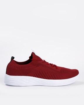 textured low-top lace-up casual shoes