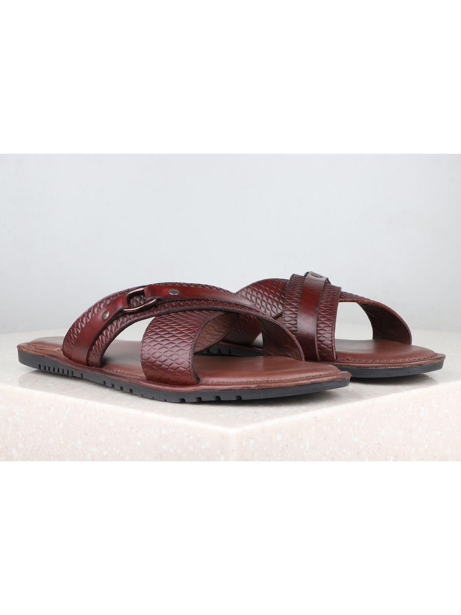 textured maroon sandals