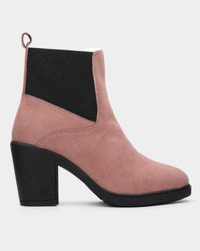 textured mid-calf length boots