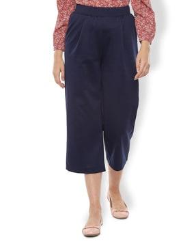 textured mid-rise culottes