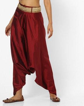 textured mid-rise dhoti pants