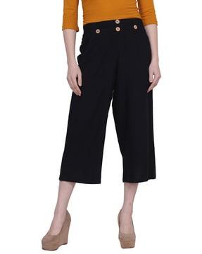 textured mid rise relaxed fit culottes