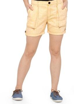 textured mid-rise shorts