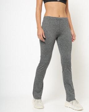 textured mid-rise track pants with elasticated waist