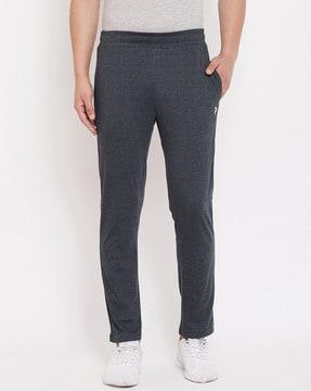 textured mid-rise track pants