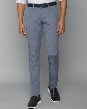 textured mid rise trousers & pants