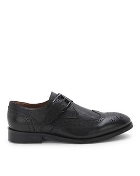 textured monk strap formal shoes