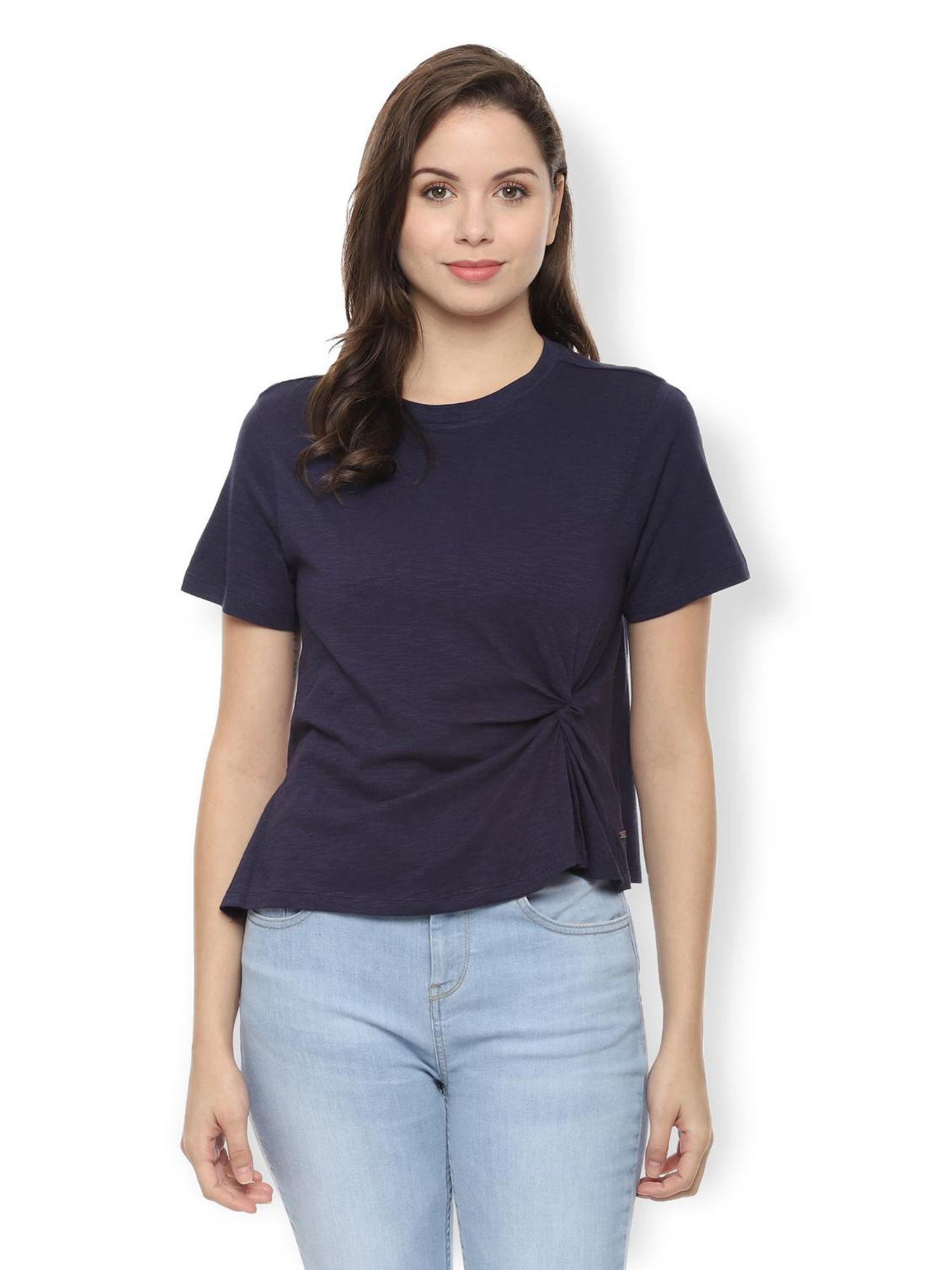 textured navy top