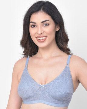 textured non-padded bra with applique