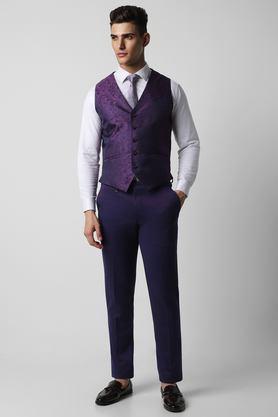 textured nylon super slim fit men's suit - purple