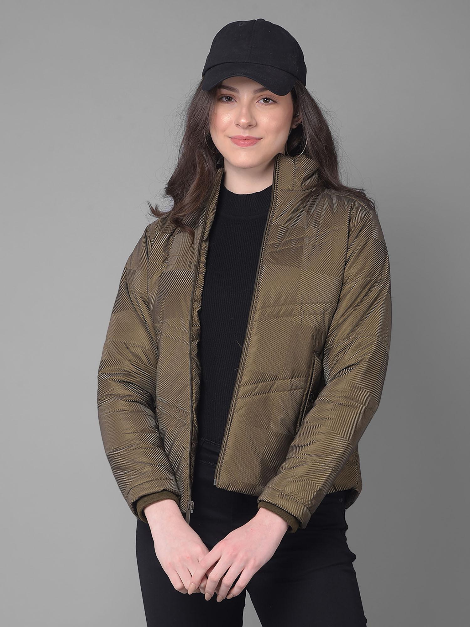 textured olive jacket for women