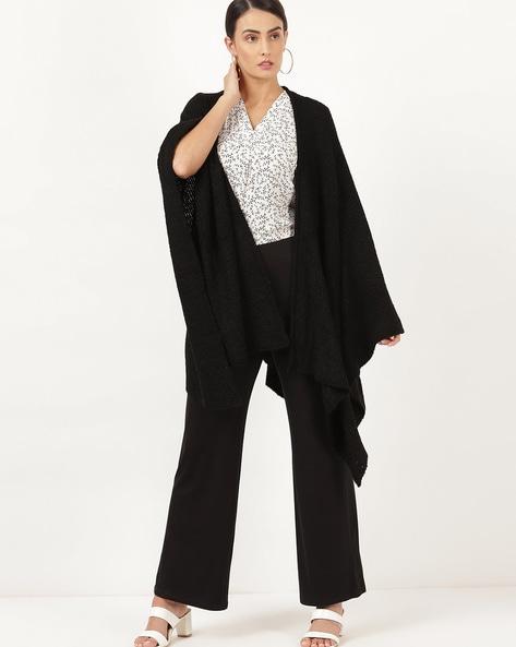 textured open-front cape