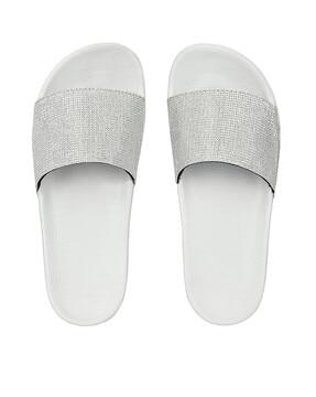 textured open-toe slides