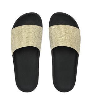 textured open-toe slides