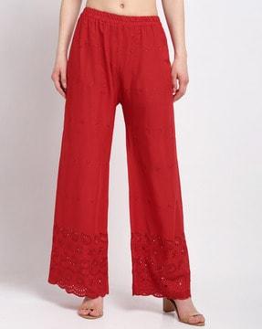 textured palazzos with elasticated waistband