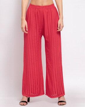 textured palazzos with elasticated waistband