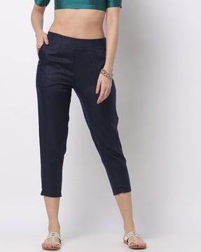 textured pants with elasticated waist
