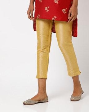 textured pants with semi-elasticated waist