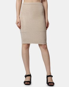 textured pencil skirt with elasticated waist