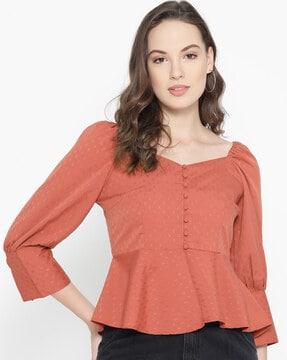 textured peplum top