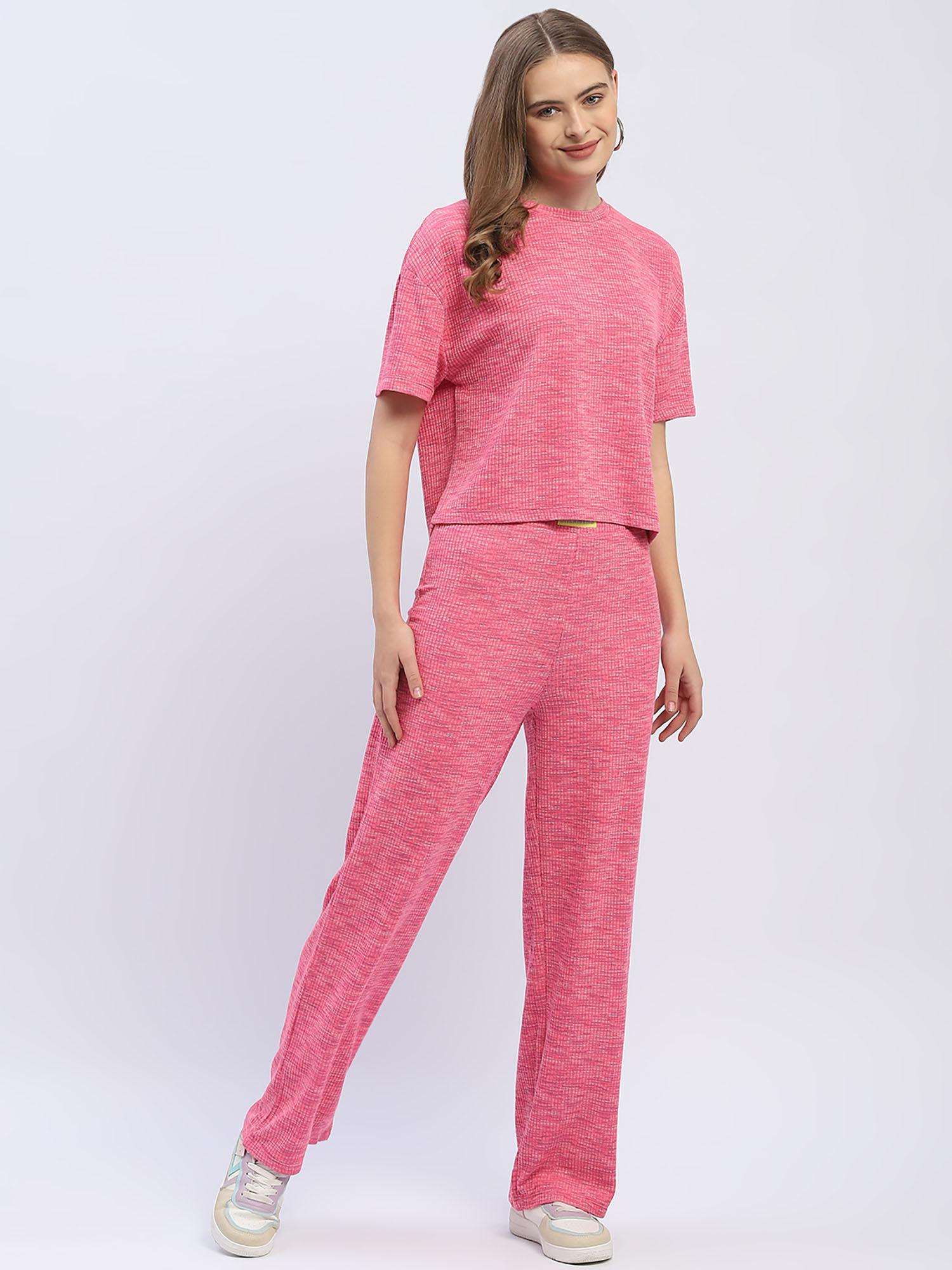 textured pink co-ord (set of 2)