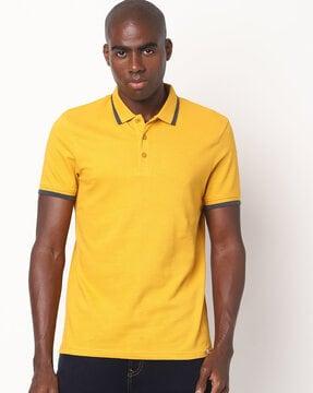 textured polo t-shirt with contrast tipping