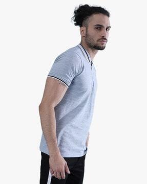 textured polo t-shirt with ribbed hems