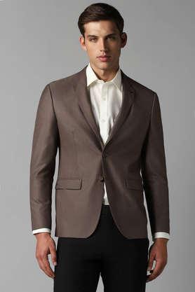 textured polyester slim fit men's casual blazer - brown