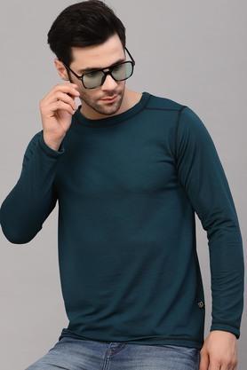 textured polyester slim fit men's t-shirt - teal