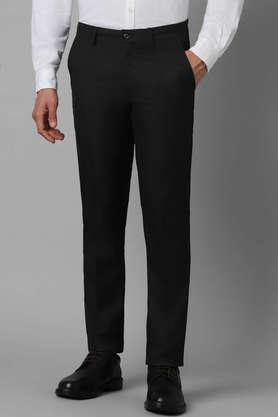 textured polyester slim fit men's trousers - grey