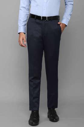 textured polyester slim fit men's work wear trousers - navy